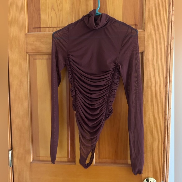 Free People Intimately Under It All Sheer Bodysuit in Chocolate Brown - Picture 2 of 6